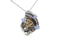 Load image into Gallery viewer, Desert Rose Pendant, Wire-Wrapped in Sterling Silver with Holley Blue Agate