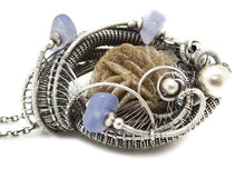 Load image into Gallery viewer, Desert Rose Pendant, Wire-Wrapped in Sterling Silver with Holley Blue Agate