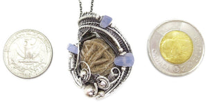 Desert Rose Pendant, Wire-Wrapped in Sterling Silver with Holley Blue Agate