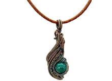 Load image into Gallery viewer, Custom Verdigris Gemstone Pendant, Copper Wire Wrap, "Comet" Model