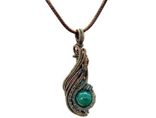 Load image into Gallery viewer, Custom Verdigris Gemstone Pendant, Copper Wire Wrap, "Comet" Model