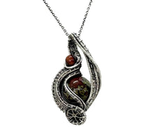 Load image into Gallery viewer, Custom Gemstone Steampunk Pendant, Wire-Wrapped in Sterling Silver