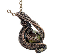 Load image into Gallery viewer, Custom Gemstone Steampunk Pendant, Wire-Wrapped in Bronze