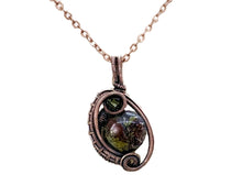 Load image into Gallery viewer, Mini Woven Circle Gemstone Pendant in Bronze with Swarovski Crystal