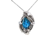 Load image into Gallery viewer, Gibbsite Druzy Pendant, Wire-Wrapped in Sterling Silver with Herkimer Diamonds