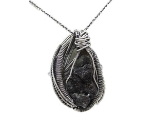 Gibbsite Druzy Pendant, Wire-Wrapped in Sterling Silver with Herkimer Diamonds