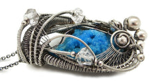 Load image into Gallery viewer, Gibbsite Druzy Pendant, Wire-Wrapped in Sterling Silver with Herkimer Diamonds