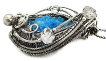 Load image into Gallery viewer, Gibbsite Druzy Pendant, Wire-Wrapped in Sterling Silver with Herkimer Diamonds