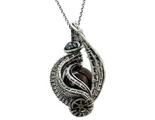 Load image into Gallery viewer, Custom Gemstone Steampunk Pendant, Wire-Wrapped in Sterling Silver