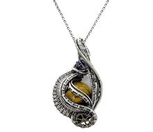 Load image into Gallery viewer, Custom Gemstone Steampunk Pendant, Wire-Wrapped in Sterling Silver