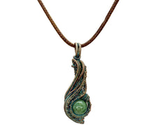 Load image into Gallery viewer, Custom Verdigris Gemstone Pendant, Copper Wire Wrap, "Comet" Model