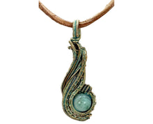 Load image into Gallery viewer, Custom Verdigris Gemstone Pendant, Brass Wire Wrap, "Comet" Model
