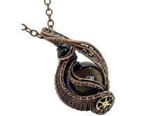 Load image into Gallery viewer, Custom Gemstone Steampunk Pendant, Wire-Wrapped in Bronze