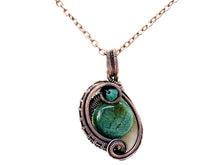 Load image into Gallery viewer, Mini Woven Circle Gemstone Pendant in Bronze with Swarovski Crystal