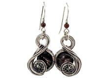 Load image into Gallery viewer, Custom Gemstone Sterling Silver Steampunk "Swish" Earrings