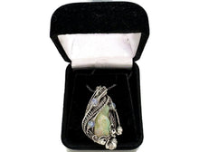 Load image into Gallery viewer, Raw Ethiopian Opal Pendant with Rainbow Moonstone, Gemstone Jewelry, Sterling Silver Wire Wrap