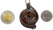Load image into Gallery viewer, Handcrafted Orbicular Jasper Woven Donut Pendant with Labradorite Accent - Bronze Necklace