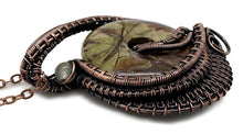 Load image into Gallery viewer, Handcrafted Sierra Jasper Woven Donut Pendant with Labradorite and Peridot Accents - Bronze Necklace