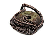 Load image into Gallery viewer, Handcrafted Sierra Jasper Woven Donut Pendant with Labradorite and Peridot Accents - Bronze Necklace