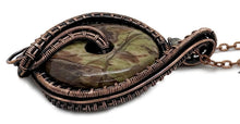 Load image into Gallery viewer, Handcrafted Sierra Jasper Woven Donut Pendant with Labradorite and Peridot Accents - Bronze Necklace