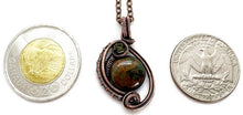 Load image into Gallery viewer, African Green Opal Wire-Wrapped Pendant: Bronze Woven Circle with Swarovski Crystal
