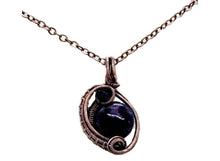 Load image into Gallery viewer, Amethyst Wire-Wrapped Bronze Pendant with Swarovski Crystal - Mini-Woven Circle Design