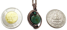 Load image into Gallery viewer, Green Jasper Wire-Wrapped Bronze Pendant with Swarovski Crystal - Mini-Woven Circle Design
