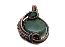 Load image into Gallery viewer, Green Jasper Wire-Wrapped Bronze Pendant with Swarovski Crystal - Mini-Woven Circle Design