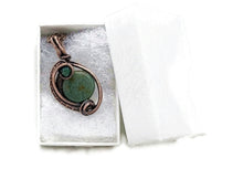 Load image into Gallery viewer, Green Jasper Wire-Wrapped Bronze Pendant with Swarovski Crystal - Mini-Woven Circle Design
