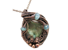 Load image into Gallery viewer, Rustic Hemimorphite Druzy Pendant: Wire-Wrapped with Green Chalcedony - Handcrafted Boho Statement Jewelry