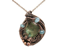 Load image into Gallery viewer, Rustic Hemimorphite Druzy Pendant: Wire-Wrapped with Green Chalcedony - Handcrafted Boho Statement Jewelry