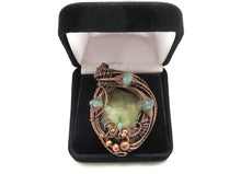 Load image into Gallery viewer, Rustic Hemimorphite Druzy Pendant: Wire-Wrapped with Green Chalcedony - Handcrafted Boho Statement Jewelry