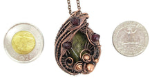 Load image into Gallery viewer, Dragon Bloodstone Pendant: Bronze Wire-Wrapped Necklace with Garnet Accent - Unique Handmade Jewelry
