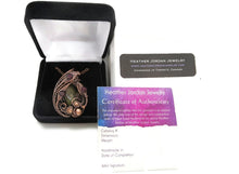 Load image into Gallery viewer, Dragon Bloodstone Pendant: Bronze Wire-Wrapped Necklace with Garnet Accent - Unique Handmade Jewelry