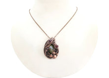 Load image into Gallery viewer, Dragon Bloodstone Pendant: Bronze Wire-Wrapped Necklace with Garnet Accent - Unique Handmade Jewelry