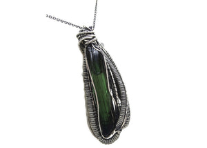 Vivianite Crystal Pendant: Sterling Silver Wire-Wrapped with Herkimer Diamonds, Gothic Gemstone Jewelry