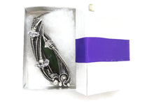 Load image into Gallery viewer, Vivianite Crystal Pendant: Sterling Silver Wire-Wrapped with Herkimer Diamonds, Gothic Gemstone Jewelry
