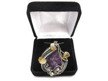 Load image into Gallery viewer, Amethyst Druzy Pendant with Citrine, Wire-Wrapped in Sterling Silver