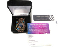 Load image into Gallery viewer, Liquid Steampunk Blue Glitter Sensory Pendant: Bronze Wire-Wrapped Necklace with Swarovski Crystals for Cosplay