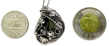 Load image into Gallery viewer, Moldavite Pendant Necklace in Sterling Silver with Herkimer Diamonds, Wire Wrap