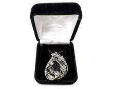 Load image into Gallery viewer, Moldavite Pendant Necklace in Sterling Silver with Herkimer Diamonds, Wire Wrap