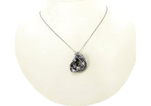 Load image into Gallery viewer, Moldavite Pendant Necklace in Sterling Silver with Herkimer Diamonds, Wire Wrap