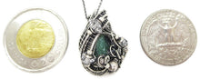 Load image into Gallery viewer, Raw Colombian Emerald Pendant: Sterling Silver Wire Wrap with Herkimer Diamonds - May Birthstone Jewelry