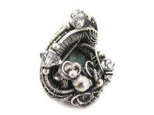 Load image into Gallery viewer, Raw Colombian Emerald Pendant: Sterling Silver Wire Wrap with Herkimer Diamonds - May Birthstone Jewelry