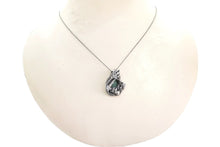 Load image into Gallery viewer, Raw Colombian Emerald Pendant: Sterling Silver Wire Wrap with Herkimer Diamonds - May Birthstone Jewelry