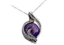 Load image into Gallery viewer, Amethyst Donut Pendant: Wire-Wrapped Sterling Silver Necklace with Citrine Accent - Heather Jordan Jewelry