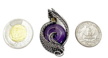 Load image into Gallery viewer, Amethyst Donut Pendant: Wire-Wrapped Sterling Silver Necklace with Citrine Accent - Heather Jordan Jewelry