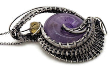 Load image into Gallery viewer, Amethyst Donut Pendant: Wire-Wrapped Sterling Silver Necklace with Citrine Accent - Heather Jordan Jewelry