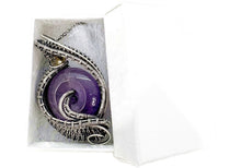 Load image into Gallery viewer, Amethyst Donut Pendant: Wire-Wrapped Sterling Silver Necklace with Citrine Accent - Heather Jordan Jewelry