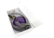 Load image into Gallery viewer, Amethyst Donut Pendant: Wire-Wrapped Sterling Silver Necklace with Citrine Accent - Heather Jordan Jewelry